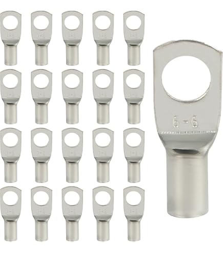 Cosses Câble AUPROTEC 50mm² M10 - Connecteurs Cuivre Étamé Non Isolés - Lot De 2 Pièces Cosse Câble Auto Moto Garage