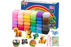 Moseem Air Dry Clay Kits, 36 Coloured Modelling Clay for Kids with 3 Tools & Project Booklet,Safe and Non-Toxic,Ultra Light Clay,Creative Art DIY Kids Art Crafts for Boys & Girls