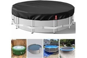 VniYors Poolabdeckung Rund 244, 420 D Oxford-Stoffpoolplane und Pool Abdeckplane, Uv-Schutz Pool Abdeckplane Mit Kordelzug und BodennäGeln füR StabilitäT und Einfache Installation（2.5M Schwarz ）