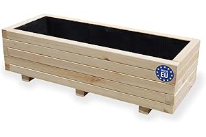 ‎ALFALUX alfalux Hochbeet 100 x 40 x 30H cm mit 2X Wasserablauf Blumenkasten aus Holz Pflanzkübel Garten Balkon Terrasse Pflanzkasten AB100KAN4030