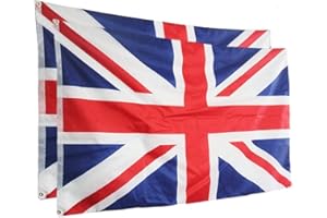 OMNISEXUAL Pack of 2 Union Jack Flag 3x5 Ft Large, Screen Printed polyester Fabric Outdoor&Indoor, Double Stitched British United Kingdom UK Flags 90x150cm Decorations House Banner