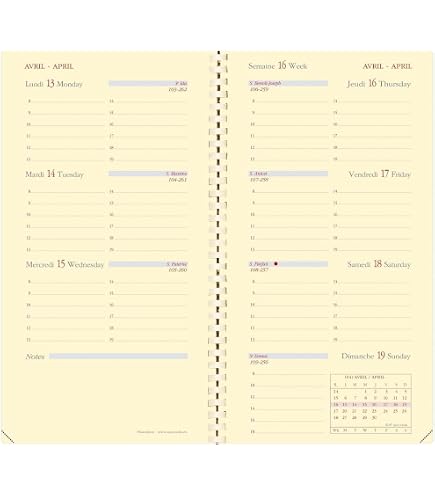 Agenda Quo Vadis Italnote S Prestige 2026 – Semainier Horizontal, Spirale, 8,8 X 17 Cm – Couverture Marlow Beige, Rechargeable