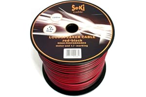 SEKI Câble de haut-parleur 2 x 1,50 mm² - 100 m - Rouge/noir - CCA - Câble audio - Câble de haut-parleur