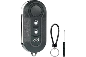 SUPALAND Guscio Chiave Di Ricambio a 3 Tasti Per Telecomando Auto Con Lama Compatibile Con Fiat 500L 500 Punto Evo Grande Bravo Panda Ducato Lancia Con 1 Cacciavite, 1 Catena Portachiavi.