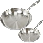 Fackelmann Vita3 Set of 2 Frying Pans, Frying Pan 20 cm + 26 cm, Stainless Steel without Non-Stick