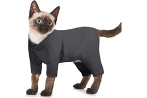 PUMYPOREITY Vêtements pour Chat, Pull à Manches Longues Manteau d'hiver Chat Boby Recuperation Anti-Lécher(Gris Foncé, L)