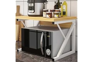 BAKAJI Scaffalatura Mobile Scaffale Porta Microonde Struttura in Metallo con Ripiano in Legno MDF Organizer Mensola Porta Utensili Strumenti Cucina Design Moderno Dimensione 54 x 35 x 35 cm