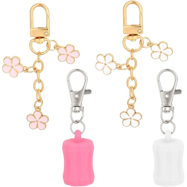 Balsamo per labbra portatile, set di 4 portachiavi in silicone, tappi