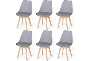 JIJIAN 6er Set Esszimmerstühle mit Polsterung, Massive Buchenbeine, Küchenstühle, Skandinavischer Stil Geeignet für Esszimmer, Küche, Wohnzimmer.