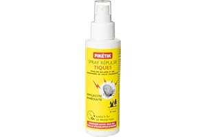 FLORABIOL PIKETIK - Spray Anti-Tique - Efficacité 6h - Pour toute la Famille dès 30 mois - Répulsif Tique d'Origine Naturelle - Ne colle pas - Visage & Corps - Eucalyptus citronné - Fabriqué en France - 100ml