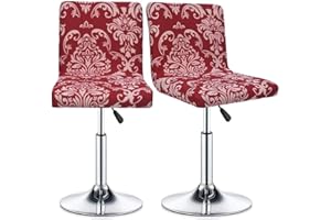 AQIGR 2PCS Bar Stool Cover with Back Printed Dining Room Square Swivel Barstool Chair Seat Cushion Slipcover for Counter Height Mid Low Back Chair Protector (Color : #4)