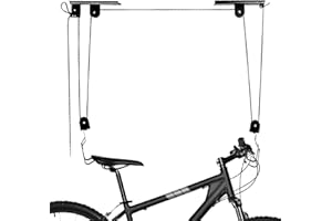 QWORK® Elevador de Bicicletas, Soporte para Bicicleta 60 kg Capacidad de Carga, Elevador de Bicicletas, para Montaje en Techo
