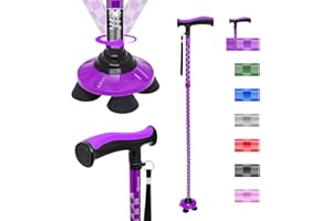 BeneCane Walking Cane for Men & Women Walking Stick for Seniors Folding Canes Quad Cane Adjustable Lightweight Sturdy Free Standing Collapsible Heavy Duty with Soft TPR T-Handle and Travel Bag