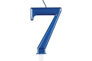 Unique Party 19617 - Candela di Compleanno Metallizzato - Numero 7 - Blu