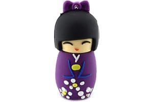 AreTop 32Go Clé USB 2.0 Fantaisie Flash Drive Mémoire U Disque en Forme de Poupée Japonaise Porte Clé (32GO, Violet)