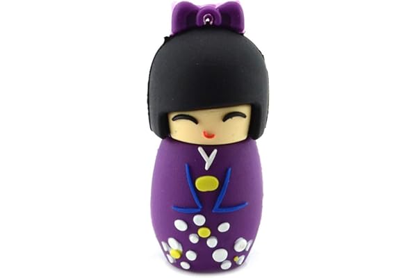AreTop 32Go Clé USB 2.0 Fantaisie Flash Drive Mémoire U Disque en Forme de Poupée Japonaise Porte Clé (32GO, Violet)