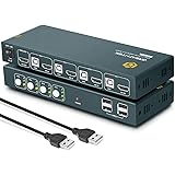 KVM Switch HDMI 4 Port 4K, 4 PC 1 Monitor Switch,4K@60Hz, USB 2.0, HDMI 2.0, HDCP2.2,Umschalter KVM, Mit4 HDMI-Kabel und 4 US