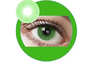 LALIA Lime: Farbige Jahres Kontaktlinsen ohne Stärke mit Aufbewahrungsbox braun blau grün grau türkis weich als 2er Pack (2 Stück) angenehm zu tragen, perfekt für helle und dunkle Augen