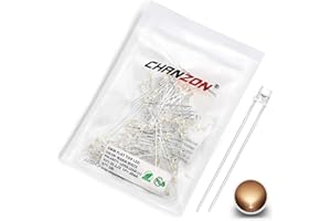 Chanzon 100 Piezas luces diodo LED blanco cálido de 3mm (transparente superior plana transparente DC 3V 20mA) Componentes electrónicos Diodos emisores de luz indicadora