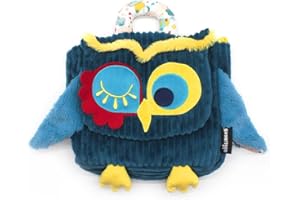 Les Déglingos - Sac à Dos velours - Astros le hibou - Ultra Doux - Peluhe - Sac crèhe ou nounou -Convient dès 18 mois - Cadeau bébé - Vert