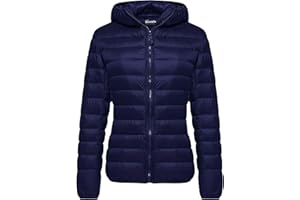 Wantdo Piumino Leggero Ripiegabile Giacca con Cappuccio Antivento Giubbotto Corto Slim Fit Capispalla da Montagna Caldo Invernale Donna