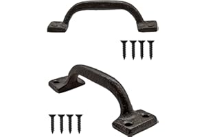 FUXXER® - 2 rustykalne uchwyty do szuflad, antyczny odlew żelazny, średniowieczny design, do szafek, komód, kuchni, bufetów, skrzyń, 2 szt., czarne