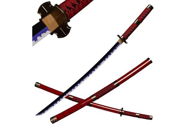 ACTASITEMS Épées Roronoa Zoro Épée en Bois Anime Cosplay - 104cm, Katana -Yama Enma Arashi /Death Surgeon Trafalgar Law /Luffy Kitetsu/shisui/wado ichimonji /3-Piece Set.