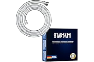 STARBATH Flexible de Douche 250cm Anti-Torsion,Anti-explosion Tuyau de Douche 2,5m - Tuyau Douche flexible,anti-pli et anti-fuite,Taille de connexion universelle ½",Chrome