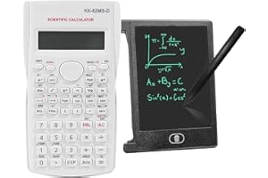 PEIXIONG KK-82MS-B/KK-82MS-D Calcolatrice Scientifica Portatile per Ingegneria con Tastiera Scrivibile Easerabile da 4,4 Pollici LCD, Calcolatrice Notepad Professionale Portatile per Ufficio, Scuola (Bianco)