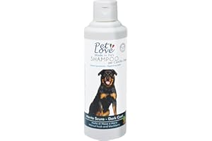 Shampoo per Cani a Manto Scuro Delicato con Azione Nutriente e Igienizzante - Ideale per un Pelo Morbido e Luminoso dal Colore Intenso - Formula Neutra Senza Profumo e Coloranti da 250 ml - Pet Love