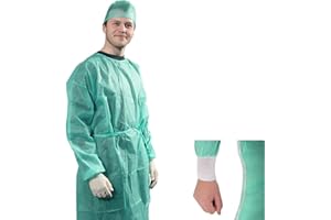 App Life Camice Monouso verde con polsino in maglina in TNT 25 gr DM CLASSE I Camice da Lavoro Usa e Getta per Visitatore Paziente 10pz