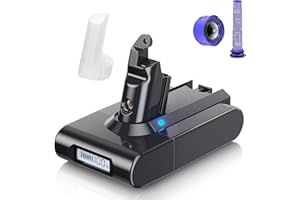BATTOOL 8000mAh V6 Ersatzakku für Dyson V6 Akku mit LCD-Bildschirm Kompatibel mit DC58 DC59 DC61 DC62 DC72 DC74 SV03 SV05 SV06 SV07 SV09 Animal/Absolute/Motorhead/Fluffy (2 Filter)