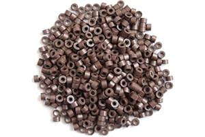 YANTAISIYU 500 szt. 5 x 3 x 3 mm silikonowe mikropierścienie koraliki do przedłużania włosów (brązowy)