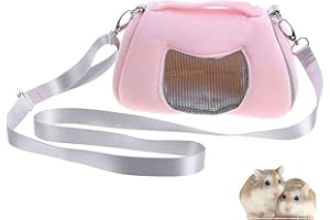 WALLFIRE Haustier Tragetasche, Tragbare Atmungsaktive Hamster Ratten Schultertasche Handtasche Reise Wandern Haustier Tasche Winter Warme Käfig Nest Eichhörnchen Zubehör (Color : Pink)