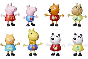 Peppa Pig Pack de 8 Figurines : Peppa et George Pig, Peggi Panda, Candy Cat et Autres, exclusivité Amazon, dès 3 Ans