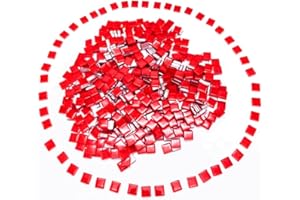 HOZZWHOO 500G/ 1.1LB Bulk Crystal Mosaic Tiles, Assorted Color Opaque Handmade ArtGlass Crafts Supplies Handmade Crafts for DIY Picture Coaster Home Kitchen Bathroom Decoration(0.4x0.4 inch,Red)