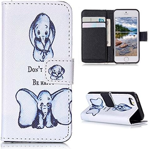 iPhone 5 / 5S Case, Flip Case for iPhone 5 5S Case VCOER [NEW TYPE]Illustration Series PU Leather Flip Wallet Case Cover with Stand Protective Cover Dumbo