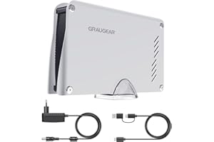 GRAUGEAR Disque dur externe 8 To dans un boîtier en aluminium pour PS5, PS5 Slim & Pro 3,5", formaté pour PS5/PS4, idéal pour les jeux et l'espace de stockage