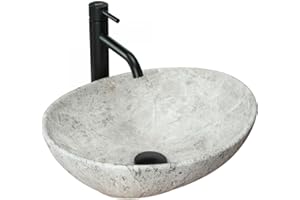 GTM Design Aufsatzwaschbecken Matt Modern Waschbecken ohne Hahnloch - Elegant Aufsatzwaschbecken Oval für Badezimmer und Gäste WC - nur Bad Waschbecken - Modell 10