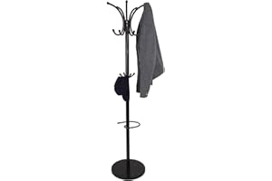 Gabz Freestanding Coat Stand | Marble Base Free Standing Clothes/Hat Rack | Coat Rack for Entryway/Hallway (Black)