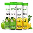 OZiva Acv Moringa|Control Cravings I Apple Cider Vinegar,Cinnamon,Guggul I No Maltodextrin & No Added Sugar I 15 Effervescent Tablets-Lemon Masala & Green Apple,Pack Of 4 (15 Capsules),8 Count