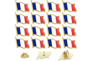 AEIXYA Lot de 16 Pins du Drapeau Français, Broche Métal Patriotique avec Clip, Cadeau pour Supporters d'Équipe de France, Événements Sportifs et Fêtes Nationales