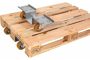 ‎ABROLLWERK Rollwerk Set of 2 Euro Pallet Roller with Swivel Castors, Diameter 100 mm Aluminium Wheel Body & Polyurethane Tread, Ball Bearings - Robust Bearing Aid for Industry & Workshop, Pallet Truck