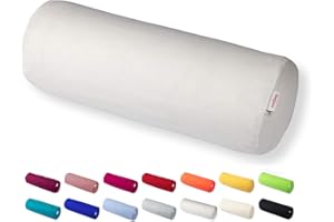 beties BASIC XL Nackenrollenbezug ca. 25x70 cm Kissenhülle 100% Baumwolle in vielen fröhlichen Uni-Farben (weiss)