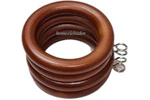 HomeElabador®Anillos para Ganchos de Cortina de Madera de 38 mm con Ojos Recubiertos de Color (Roble, 12)