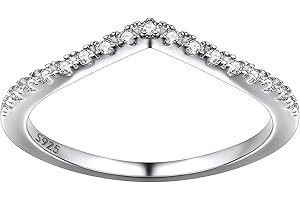 Suplight 925 Sterling Silver Wishbone Ring Dainty V Shaped Wedding Band Engagement Promise Ring for Women (with Gift Box)
