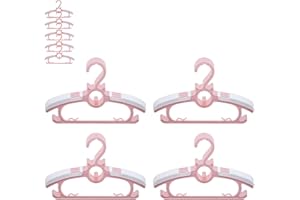 JSF Set de 20 perchas ajustables para niños con ganchos en forma de gatitos. Perchas apilables y antideslizantes para ropa de bebé y niños. Ahorran espacio en el armario, rosa, de 28 a 37 cm