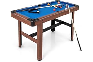 GOPLUS Mesa de Billar Americano 122 cm, Mesa Billar de Madera para Adultos y Niños con 16 Bolas de Billar, 2 Tacos, 2 Tizas, Triángulo, Cepillo, Mesa de Billar para Casa, Juego Familiar, Bar