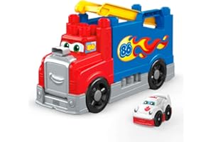 Mega Bloks Camión de carreras y construcción, juguetes bebés 1 año (Mattel FVJ01)