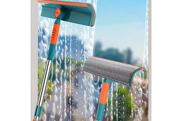 ZOQWEID 2 in 1 Window Cleaning Tool Wiper Window Cleaner with Bendable Head for Indoor Outdoor High Windows Cleaning (Orage Green)
